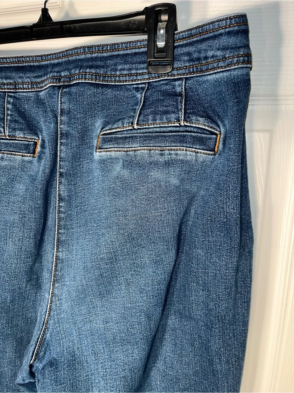 Women’s Talbots High Rise Wide Leg Sailor Jeans Dark Fleet Wash Button Size 14